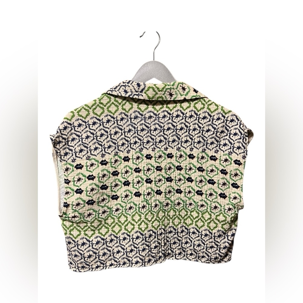 Zara Button-Down Crop Top Medium - image 2